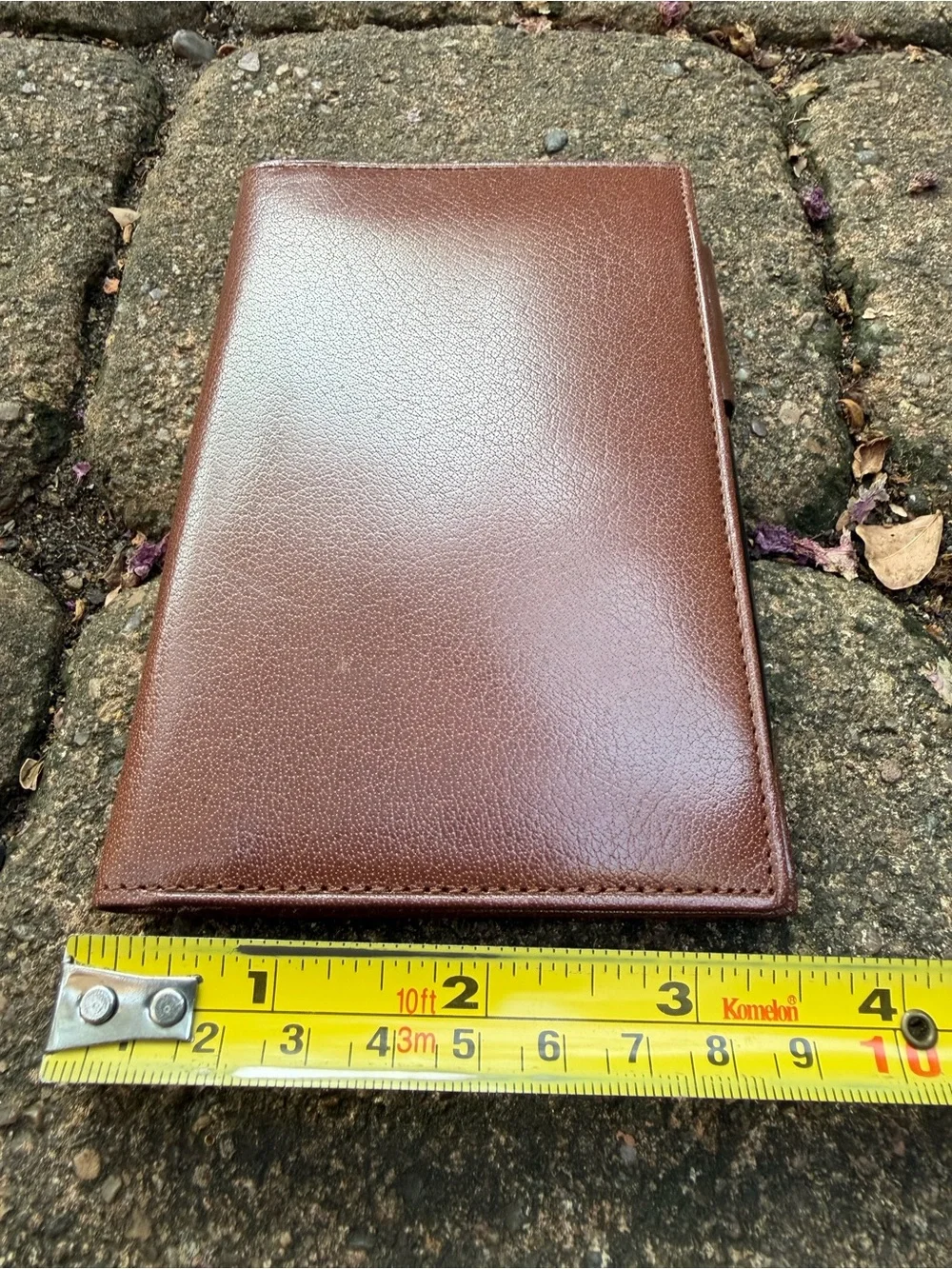 Vintage Genuine Calfskin Leather Checkbook Wallet Cover Brown w/ Pen